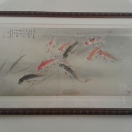 Chinese scroll painting on rice paper with silk brocade margin. Not an easy job!