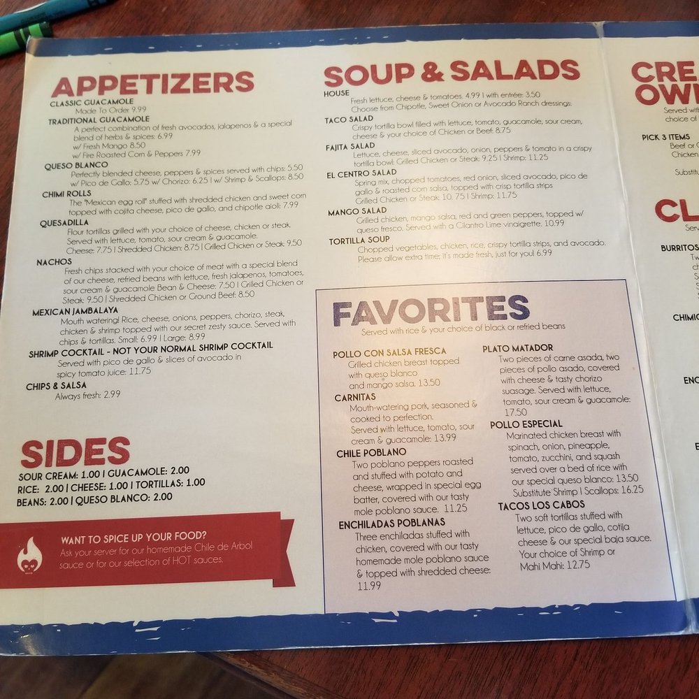El Centro - Menu - Mexican Near Me - Winchester, Virginia