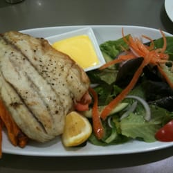 Jiminis Cafe - Barramundi fillet with sweet potato wedges and lemon herb butter ($18.90)