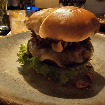 Southbound - Wagyu burger topped with chips and bacon jam. - Cocktail Bars Near Me - Charleston, South Carolina Southbound - Wagyu burger topped with chips and bacon jam. - Cocktail Bars Near Me - Charleston, South Carolina