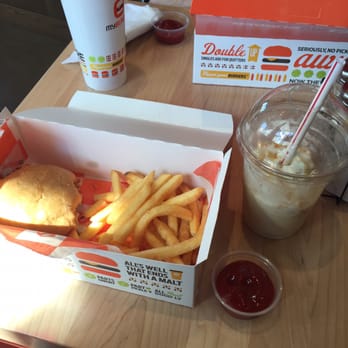 My Burger - Richfield - Salted caramel malt (already half gone...) and a cheeseburger with fries. 10/10! - Burgers Near Me - Richfield, Minnesota My Burger - Richfield - Salted caramel malt (already half gone...) and a cheeseburger with fries. 10/10! - Burgers Near Me - Richfield, Minnesota