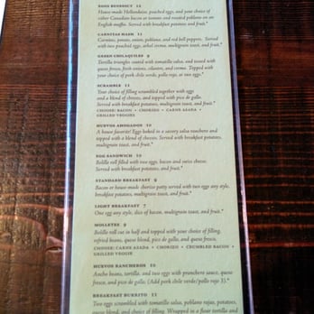 The Yard Cafe - The brunch menu. - Tacos Near Me - Seattle, Washington