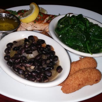 Riptides Seafood Restaurant - Salmon, black beans, spinach, and a side of awesomeness. Yummy - Seafood Near Me - Chester, Virginia