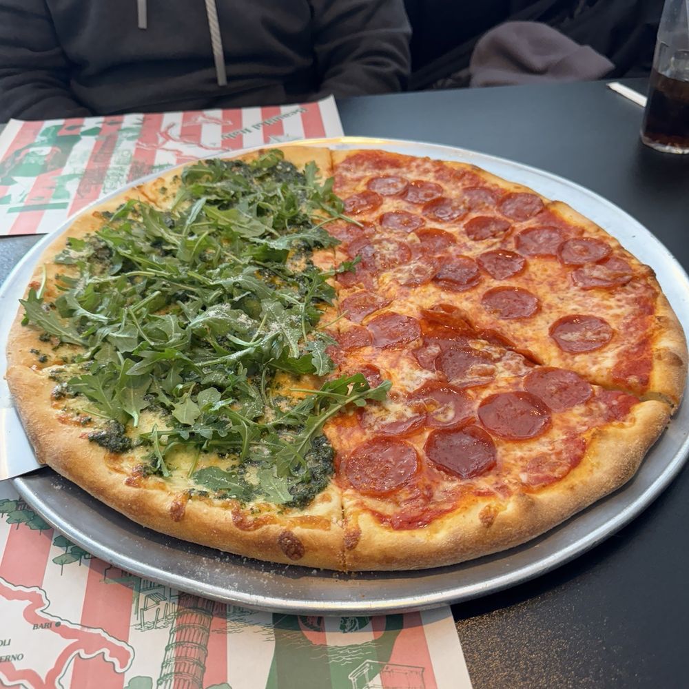 Yardley Pizzeria - Half pesto/half pepperoni - Italian Near Me - Yardley, Pennsylvania Yardley Pizzeria - Half pesto/half pepperoni - Italian Near Me - Yardley, Pennsylvania