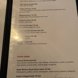 Current menu with updated prices Current menu with updated prices