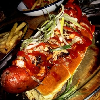 Dirty Bones - Dirty Dog. Fully equipped with BBQ Pulled Pork, Crispy Bacon, Jalapeño Cheese Sauce... - Bars Near Me - London, XGL