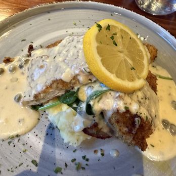CISCo Restaurant + Bar - Chicken piccata, sauteed spinach, mashed potatoes. Absolutely delicious. - Bars Near Me - Corona, California CISCo Restaurant + Bar - Chicken piccata, sauteed spinach, mashed potatoes. Absolutely delicious. - Bars Near Me - Corona, California