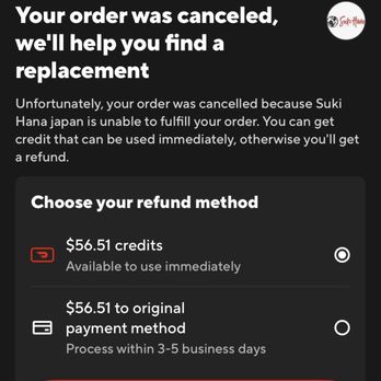 Suki Hana - Owner canceling order after an hour of it being placed. - Japanese Near Me - Los Angeles, California Suki Hana - Owner canceling order after an hour of it being placed. - Japanese Near Me - Los Angeles, California