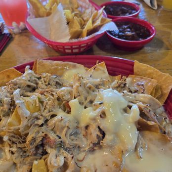 Don Tellos Tex Mex Grill - Shredded chicken nachos. They were good and there were leftovers! - Mexican Near Me - Conyers, Georgia