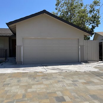 Barbour Painting - In progress painting with pavers covered - Painters Near Me - Concord, California