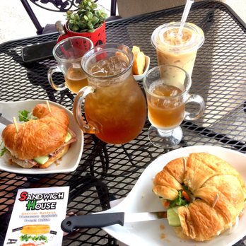 Sandwich House - Our cute table outside. #16 and #15 with herbal tea, crunchy sweet toast & milk tea yum! - Sandwiches Near Me - Cypress, California Sandwich House - Our cute table outside. #16 and #15 with herbal tea, crunchy sweet toast & milk tea yum! - Sandwiches Near Me - Cypress, California