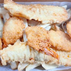Piccadilly Fish & Chips - 2 Pieces of Fish & Chips (Old English Style); an order of fried shrimp