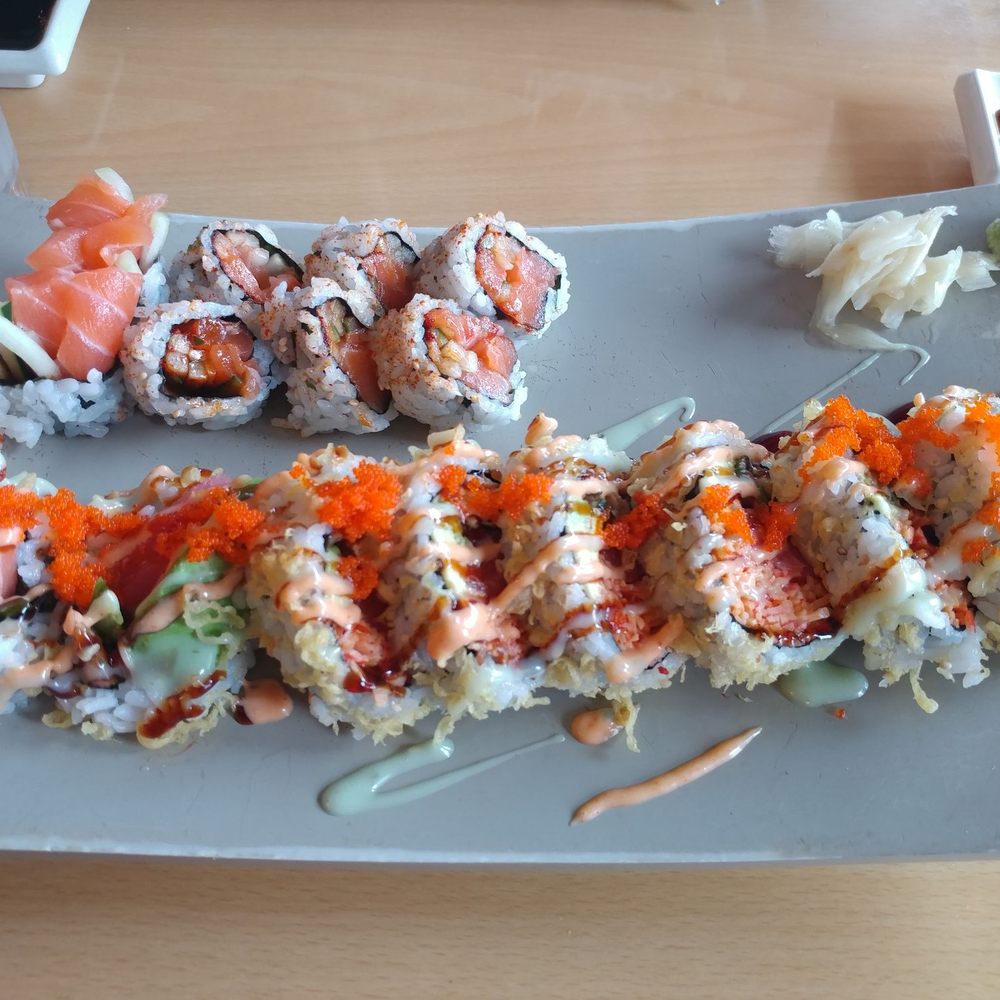 Kiku Sushi - Lunch special - $15.99 for one regular roll (spicy salmon) and one special roll (hungry andy roll) - Sushi Bars Near Me - Baltimore, Maryland Kiku Sushi - Lunch special - $15.99 for one regular roll (spicy salmon) and one special roll (hungry andy roll) - Sushi Bars Near Me - Baltimore, Maryland