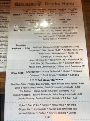 Menu photo 7 The Blue Gator Dunnellon, FL Menu photo 7 The Blue Gator Dunnellon, FL