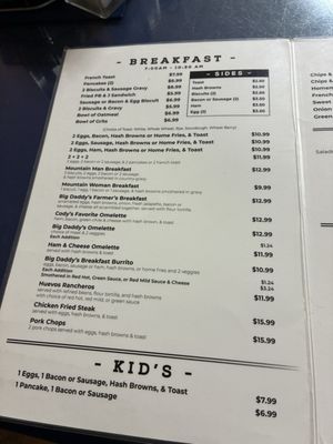 Menu photo 2 Big Daddy's Diner Cloudcroft, NM