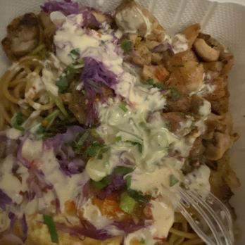 Mirin Fusion Kitchen - Garlic noodle with chicken, cilantro, carrots, egg, red cabbage. The sauce was yum yum. - Asian Fusion Near Me - Augusta, Georgia