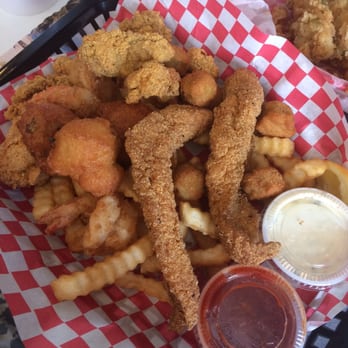 Fish River Grill 2 - Catfish strips, shrimp, oysters, hush puppies, okra and fries - Seafood Near Me - Foley, Alabama