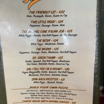 The Friendly - Menu - Pizza Near Me - San Diego, California