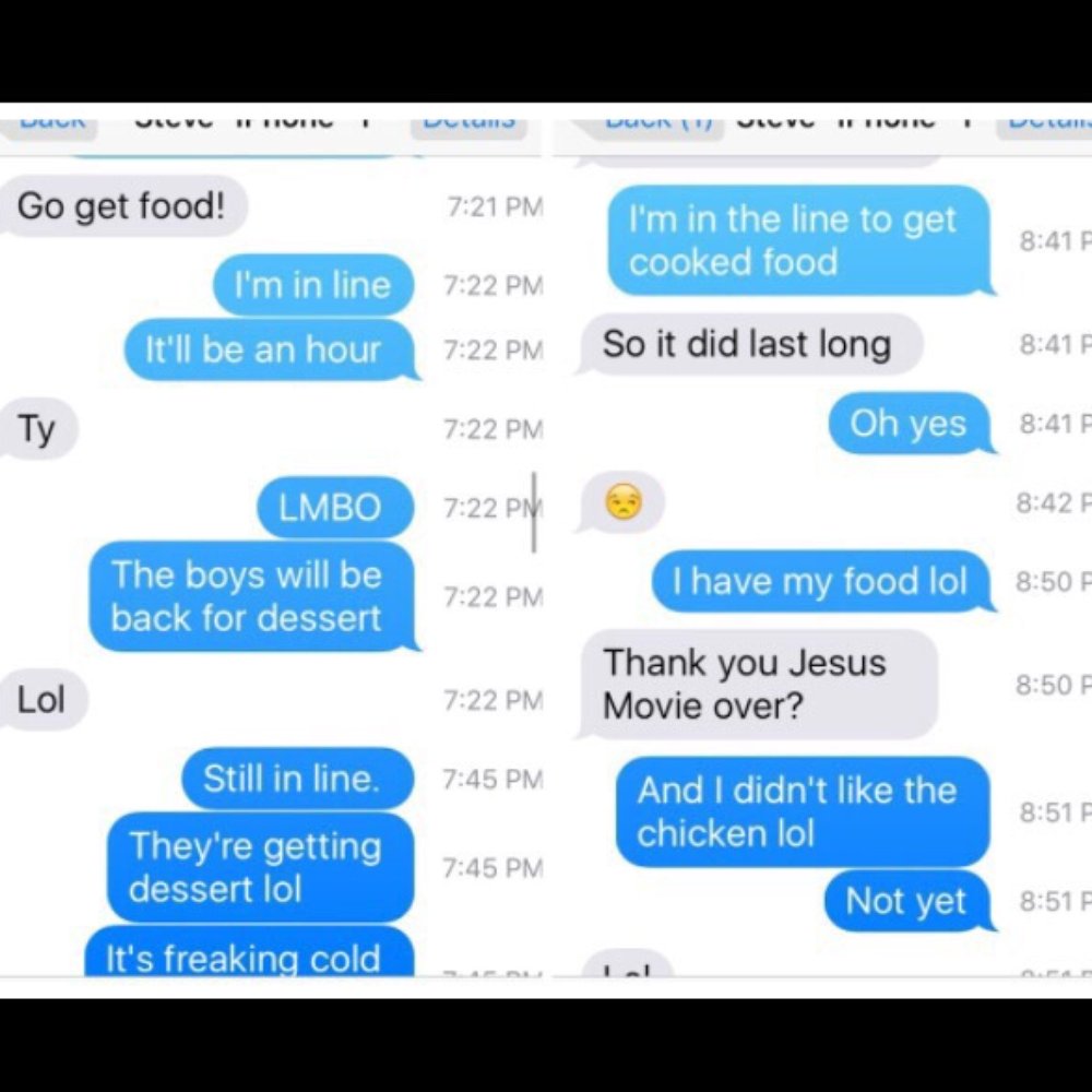 Aunty Lynne's - Time stamps of conversation about the 2nd wait time; I wasn't exaggerating. - Food Trucks Near Me - San Diego, California Aunty Lynne's - Time stamps of conversation about the 2nd wait time; I wasn't exaggerating. - Food Trucks Near Me - San Diego, California