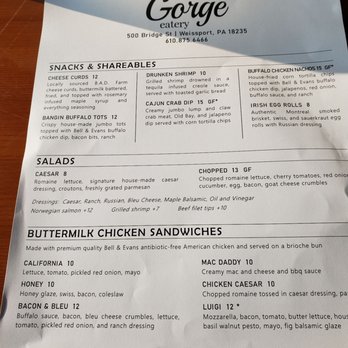 The Gorge Eatery - New American Near Me - Weissport, Pennsylvania