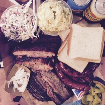 Franklin Barbecue - 1lb brisket, 1lb ribs, 1lb sausage, 1 pint coleslaw, 1 pint potato salad. Perfect for four! - Barbeque Near Me - Austin, Texas