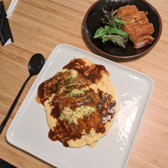Kyuramen - Suwanee - Classic Japanese omurice combo: pork tonkatsu and omurice. - Ramen Near Me - Suwanee, Georgia Kyuramen - Suwanee - Classic Japanese omurice combo: pork tonkatsu and omurice. - Ramen Near Me - Suwanee, Georgia