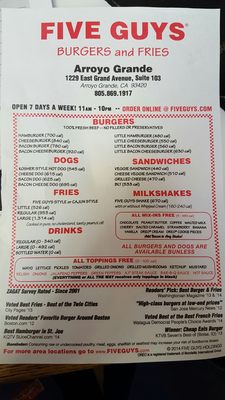 Menu photo 5 Five Guys Arroyo Grande, CA Menu photo 5 Five Guys Arroyo Grande, CA
