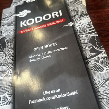 Kodori - Menu - Japanese Near Me - Waldorf, Maryland