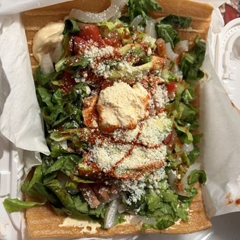 Super Bionicos La Fiesta - Cueritos on a Big flat Chicharon and all the toppings - Juice Bars & Smoothies Near Me - Bellflower, California
