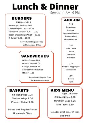 Menu photo 2 R Bar-N-Grill Plainfield, WI