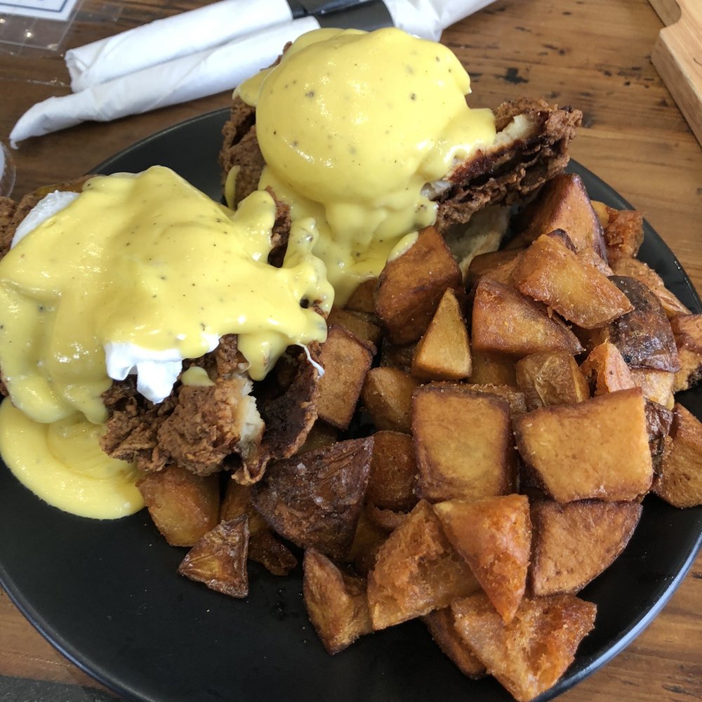 Blue Barn Cidery - Fried Chicken Benedict - Cideries Near Me - Hilton, New York Blue Barn Cidery - Fried Chicken Benedict - Cideries Near Me - Hilton, New York