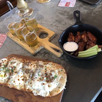 Royal Docks Brewing - Scotch egg flatbread and Korean bbq wings. Both amazing! - Breweries Near Me - Canton, Ohio