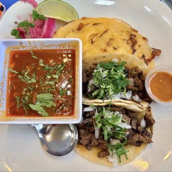 Taco El Lago - Delicious quesobirria taco with consommé and two carne asada tacos! - Mexican Near Me - Seattle, Washington Taco El Lago - Delicious quesobirria taco with consommé and two carne asada tacos! - Mexican Near Me - Seattle, Washington