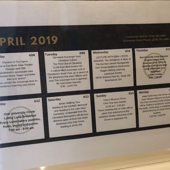 One University Circle - Weekly calendar of events in the building and surrounding areas - Apartments Near Me - Cleveland, Ohio One University Circle - Weekly calendar of events in the building and surrounding areas - Apartments Near Me - Cleveland, Ohio