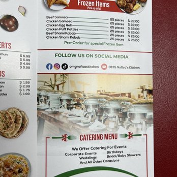 OMG Nafisa's Kitchen - Menu - Pakistani Near Me - Morton Grove, Illinois