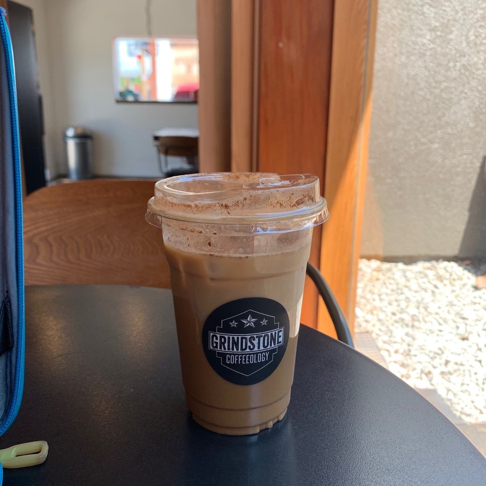 Grindstone Coffeeology - Dirty chai -- iced with almond milk! Delish! - Coffee & Tea Near Me - Huntington, West Virginia Grindstone Coffeeology - Dirty chai -- iced with almond milk! Delish! - Coffee & Tea Near Me - Huntington, West Virginia