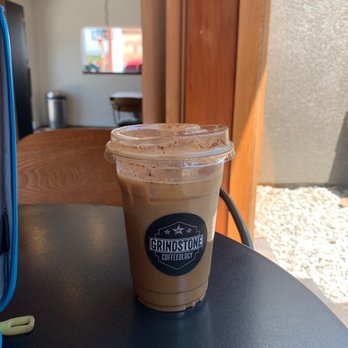 Grindstone Coffeeology - Dirty chai -- iced with almond milk! Delish! - Coffee & Tea Near Me - Huntington, West Virginia Grindstone Coffeeology - Dirty chai -- iced with almond milk! Delish! - Coffee & Tea Near Me - Huntington, West Virginia