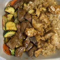 Teriyaki chicken and steak
