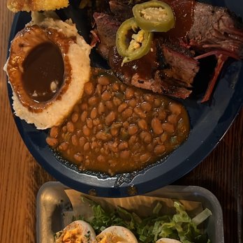 Dinosaur Bar-B-Que - Hot link, CREOLE SPICED DEVILED EGGS, Mashed Potatoes with Gravy Bbq Beans, brisket - Barbeque Near Me - Rochester, New York Dinosaur Bar-B-Que - Hot link, CREOLE SPICED DEVILED EGGS, Mashed Potatoes with Gravy Bbq Beans, brisket - Barbeque Near Me - Rochester, New York