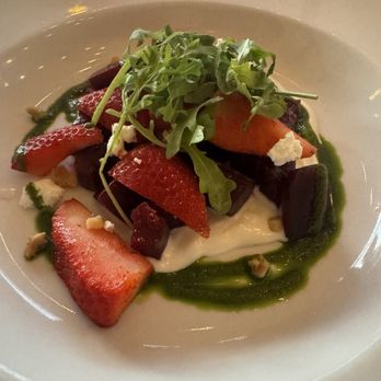 NICKS FISHMARKET - $18 STRAWBERRY BEET SALAD: LOVED! Tons of flavors that work well together. Pesto, goat cheese, li hing mui strawberries. Must try! - Seafood Near Me - Kihei, Hawaii NICKS FISHMARKET - $18 STRAWBERRY BEET SALAD: LOVED! Tons of flavors that work well together. Pesto, goat cheese, li hing mui strawberries. Must try! - Seafood Near Me - Kihei, Hawaii