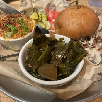 Del's Hideout - Smoked Pulled Pork Sandwich, Mac & Cheese and Collard Greens - Barbeque Near Me - San Diego, California Del's Hideout - Smoked Pulled Pork Sandwich, Mac & Cheese and Collard Greens - Barbeque Near Me - San Diego, California