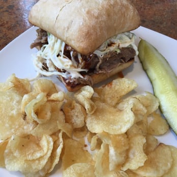 Bluefront Cafe - Pulled Pork with cherry barbecue. WOW!  Amazing taste. - Cafes Near Me - Sturgeon Bay, Wisconsin