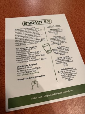 Menu photo 1 O'Brady's Burgers & Brew Anchorage, AK Menu photo 1 O'Brady's Burgers & Brew Anchorage, AK