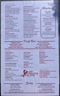 Menu photo 2 The Lobster Bar Newport, RI Menu photo 2 The Lobster Bar Newport, RI