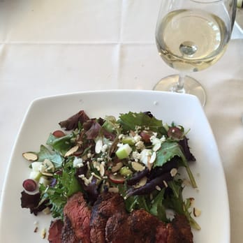 The Pinnacle Restaurant  - The special for the day, the steak salad with a glass of the risqué Riesling - Mediterranean Near Me - Temecula, California
