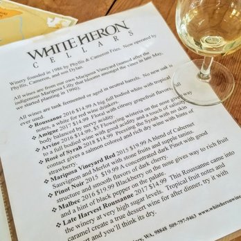 White Heron Cellars - Wine Menu - Wineries Near Me - Quincy, Washington