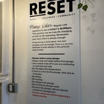 Reset - Cold Plunge Rules - Gyms Near Me - San Diego, California