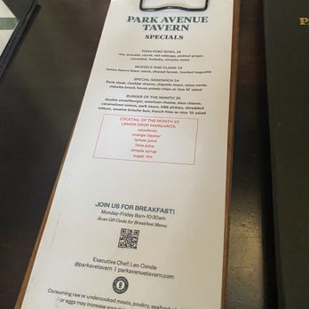 Park Avenue Tavern - Menu specials - American Near Me - New York, New York