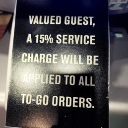 Fee for to go orders