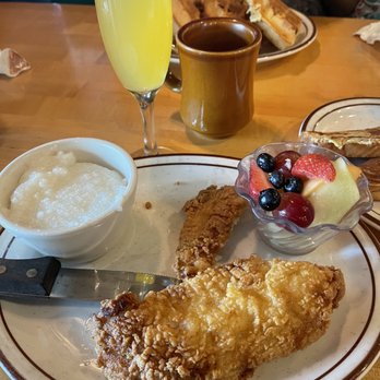 Grady's Snack N' Dine - Fried catfish, grits, side of Fresh Fruit Cup - Diners Near Me - Homewood, Illinois